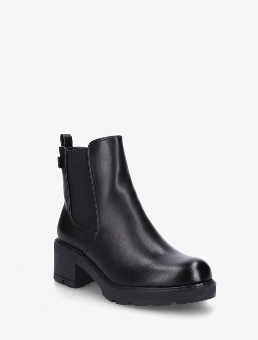Bottines élastiquées en simili à semelle crantée - Noir - 2