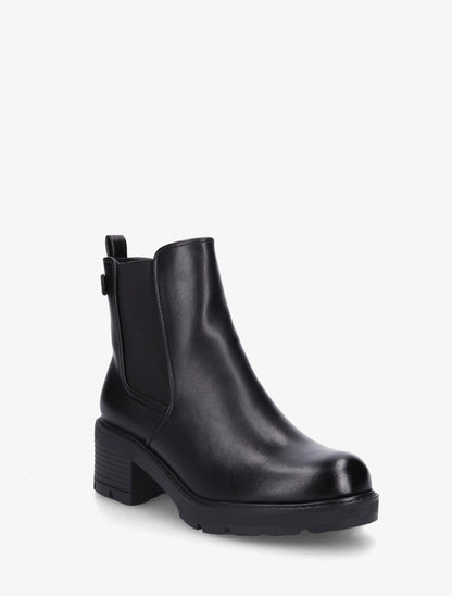 Bottines élastiquées en simili à semelle crantée - Noir - 2