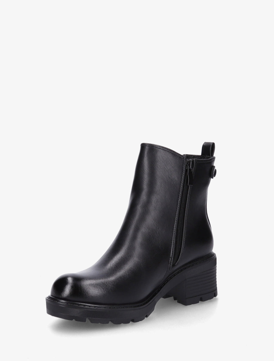 Bottines élastiquées en simili à semelle crantée - Noir - 3