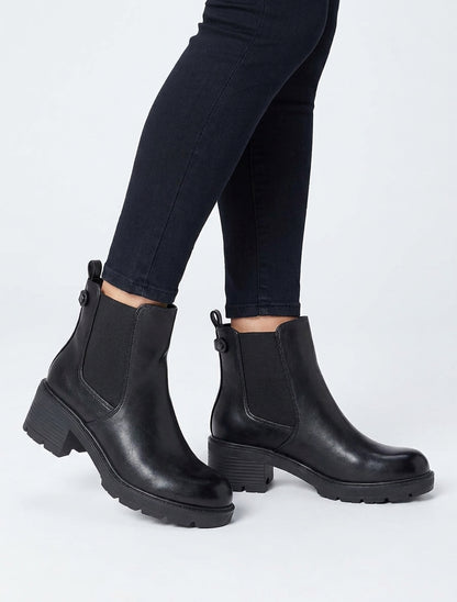Botines elásticas de imitación con suela dentada - Negro
