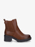 Bottines élastiquées en simili à semelle crantée - Camel - 1