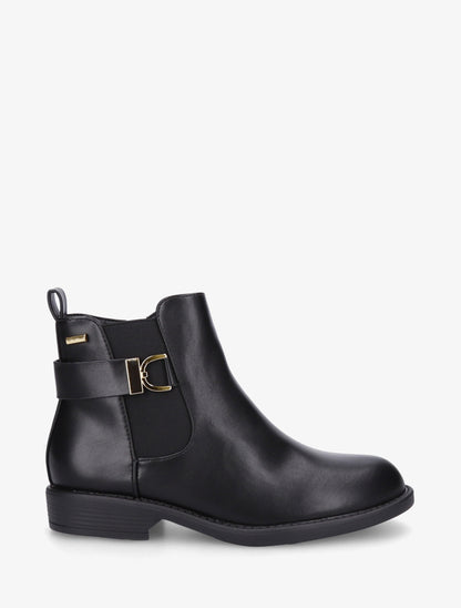 Bottines élastiquées à boucle métal et sangle - Noir - 1