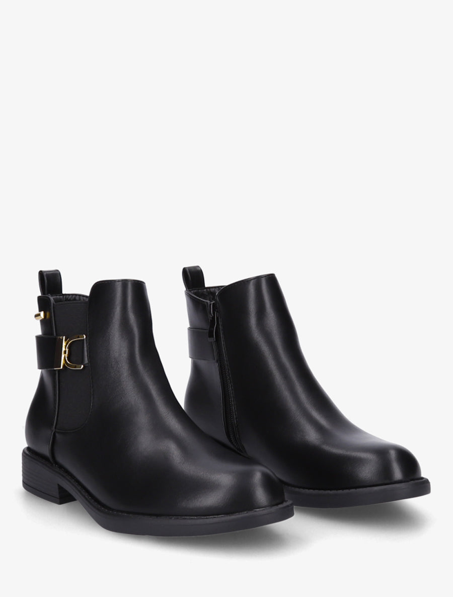 Bottines élastiquées à boucle métal et sangle - Noir - 4