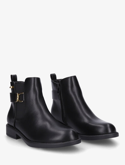 Bottines élastiquées à boucle métal et sangle - Noir - 4