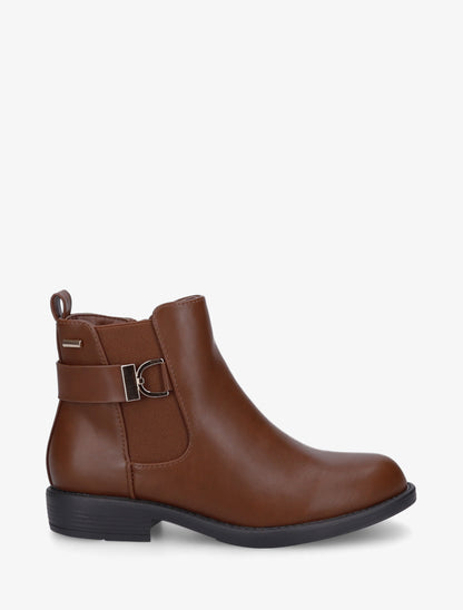Bottines élastiquées à boucle métal et sangle - Camel - 1