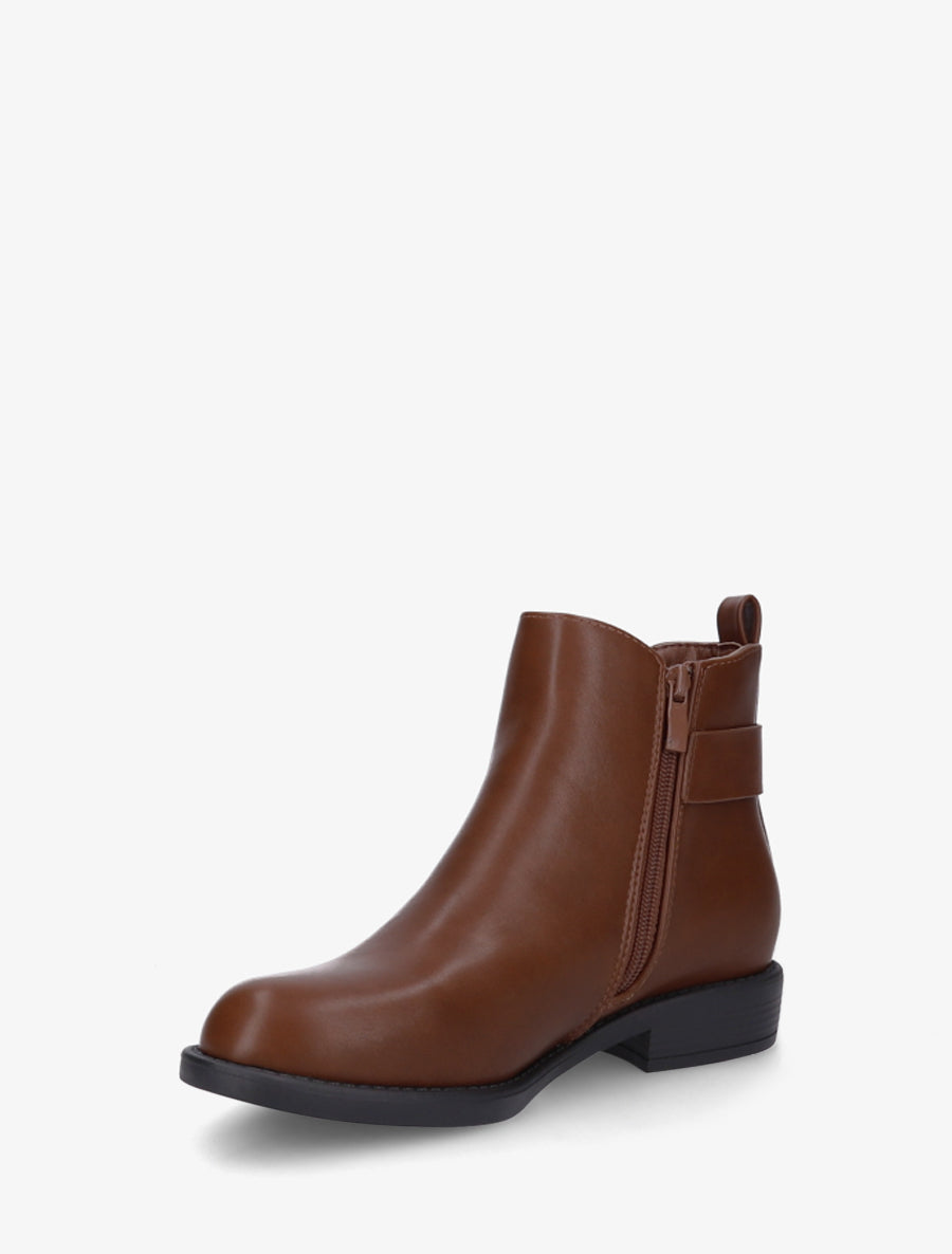Bottines élastiquées à boucle métal et sangle - Camel - 3