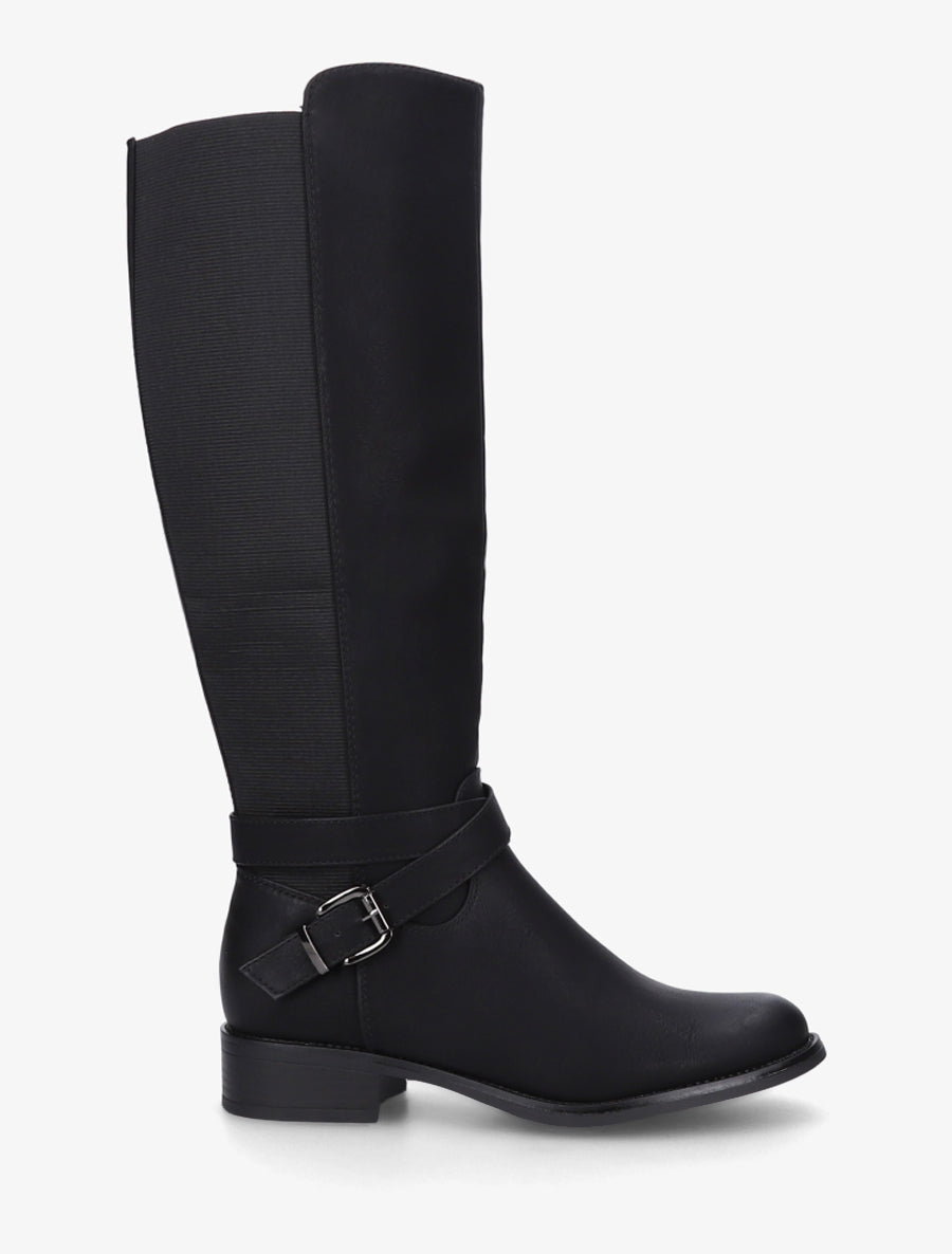 Bottes élastiquées à sangle et boucle - Noir - 1