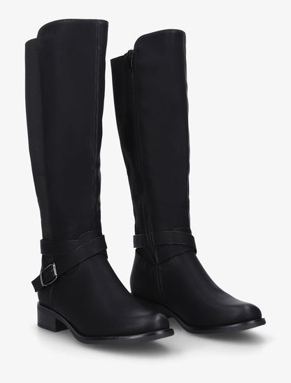 Bottes élastiquées à sangle et boucle - Noir - 4