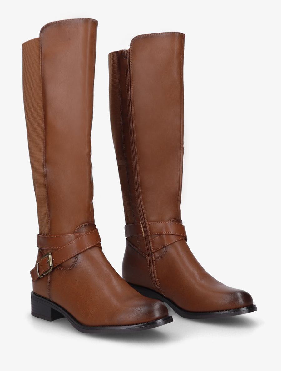 Bottes élastiquées à sangle et boucle - Camel - 4