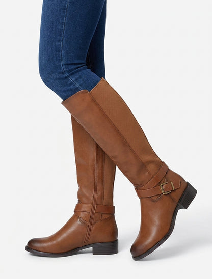 Botas elásticas con correa y hebilla - Camello