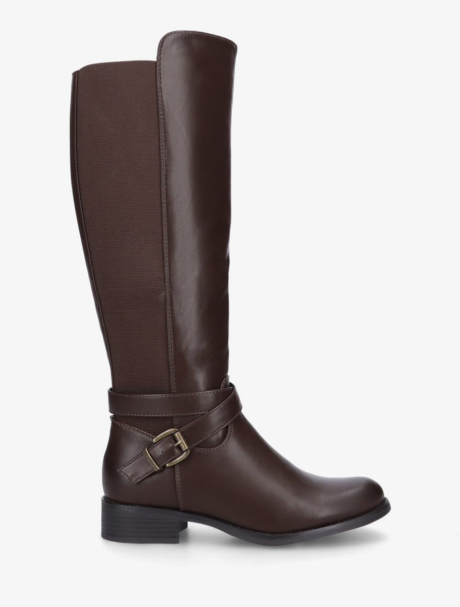 Bottes élastiquées à sangle et boucle - Marron - 1
