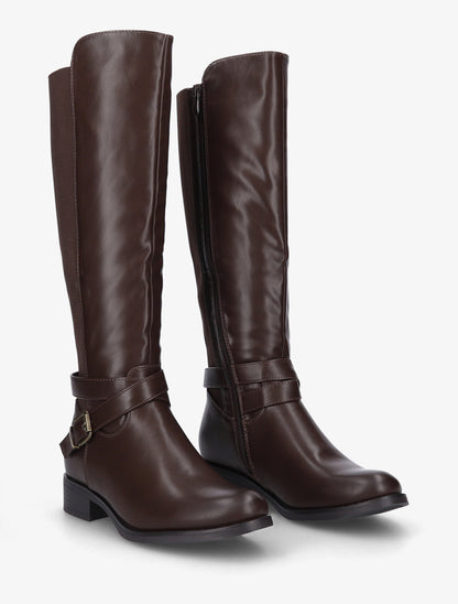 Bottes élastiquées à sangle et boucle - Marron - 4