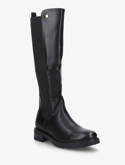 Bottes élastiquées en simili à semelle crantée - Noir - 2