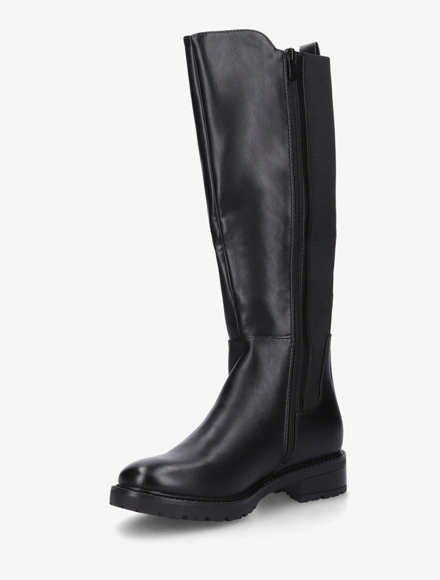 Bottes élastiquées en simili à semelle crantée - Noir - 3