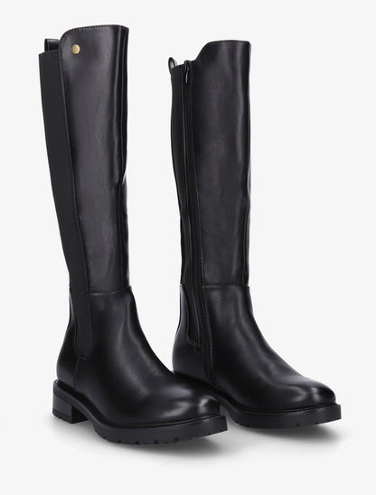Bottes élastiquées en simili à semelle crantée - Noir - 4
