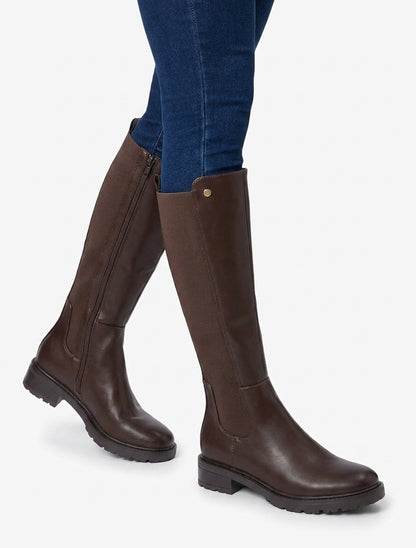 Botas elásticas de imitación con suela dentada - Marrón