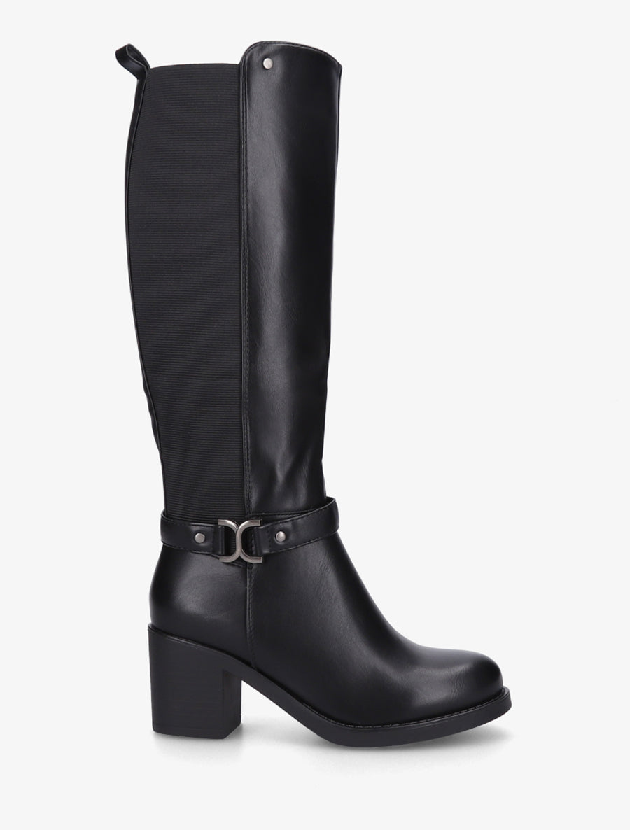 Bottes élastiquées à boucle métal - Noir - 1