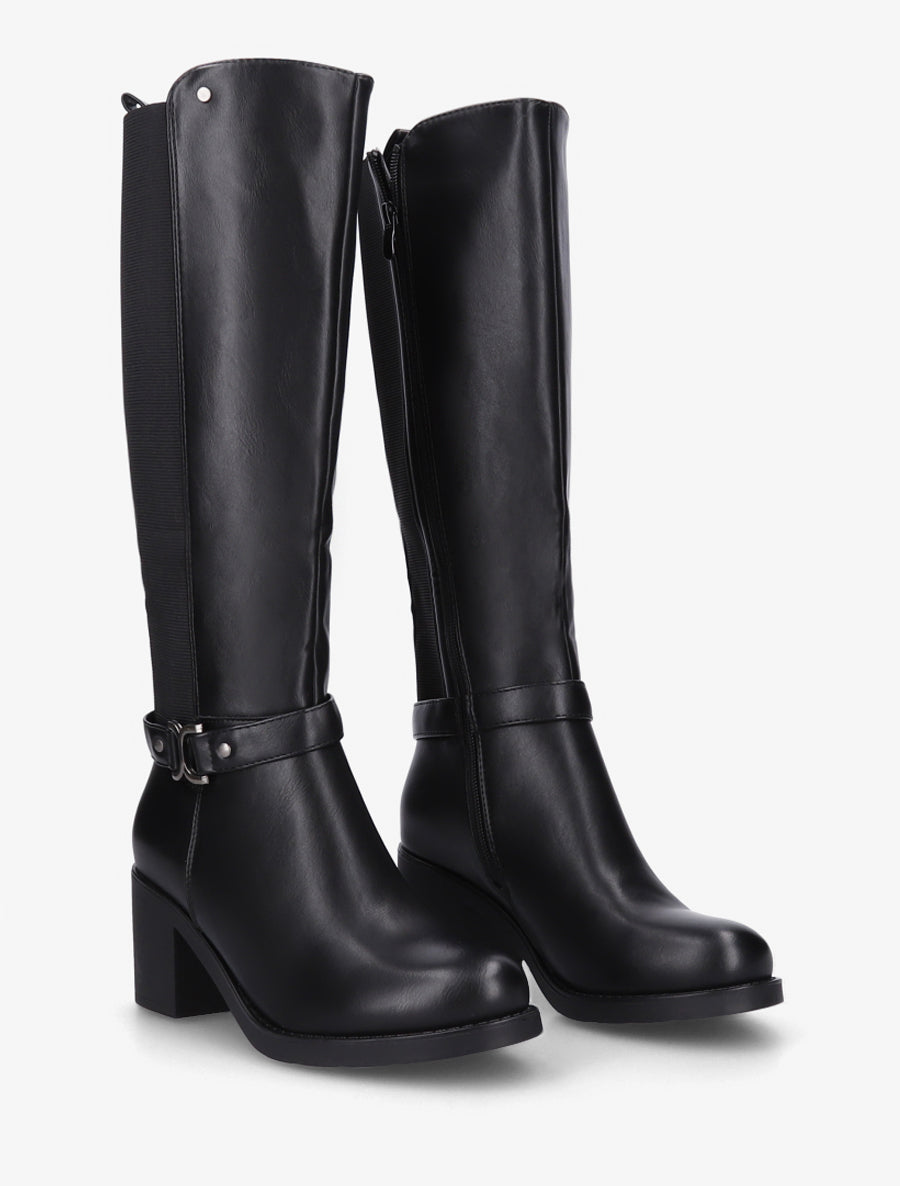 Bottes élastiquées à boucle métal - Noir - 4