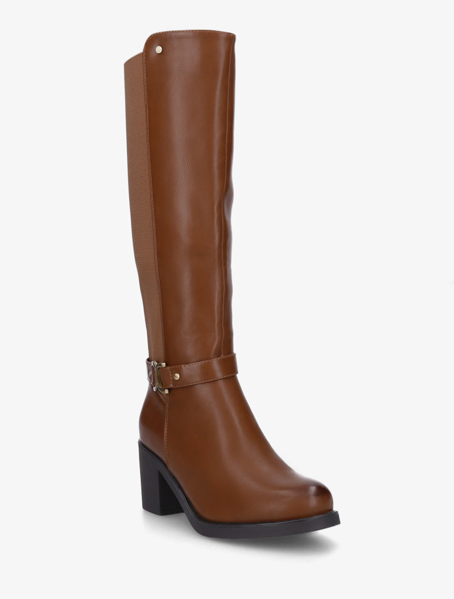Bottes élastiquées à boucle métal - Camel - 2