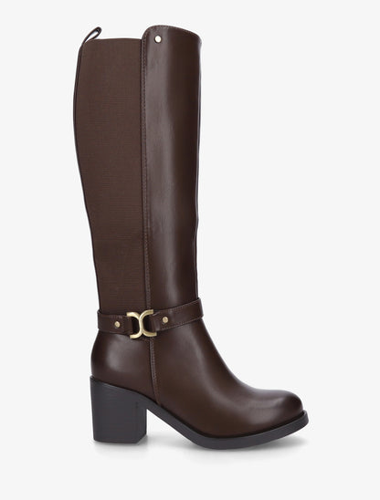 Bottes élastiquées à boucle métal - Marron - 1