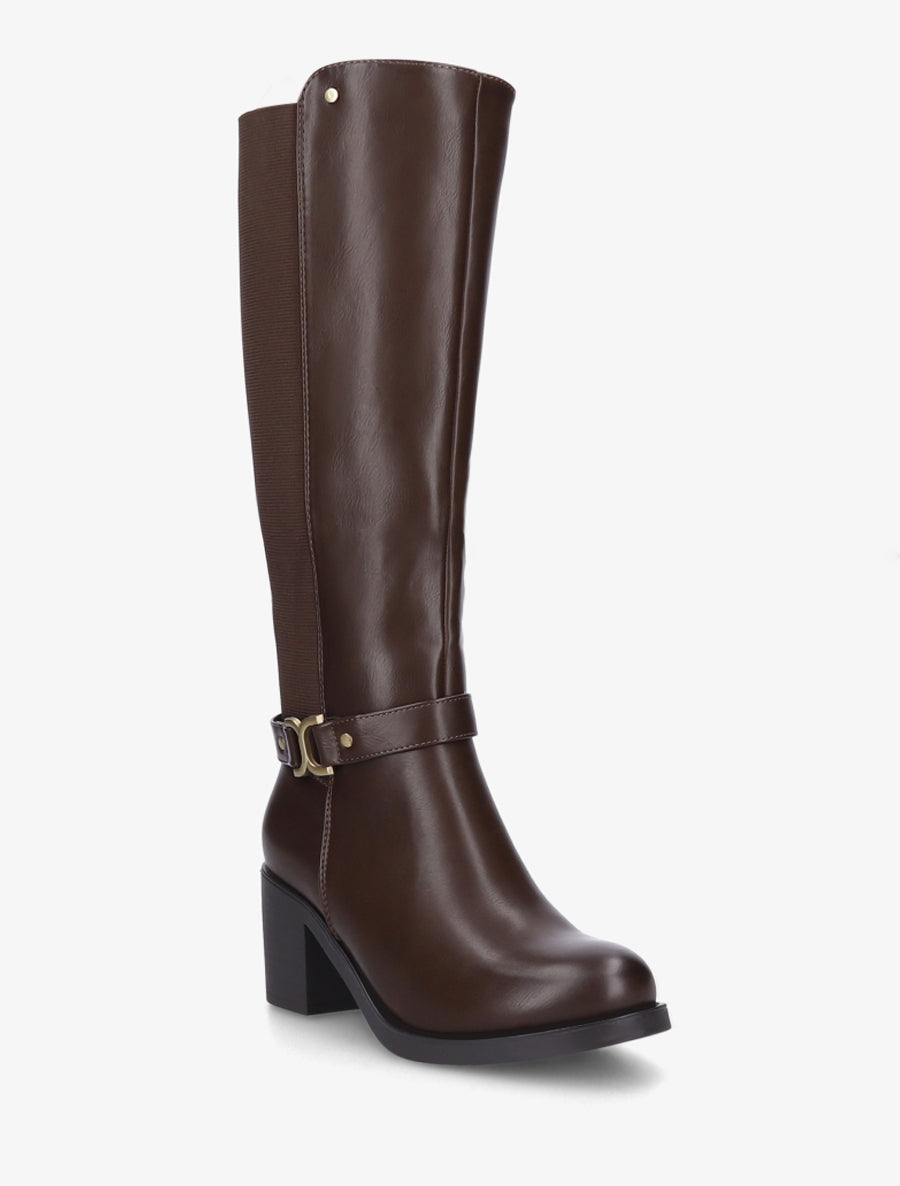 Bottes élastiquées à boucle métal - Marron - 2