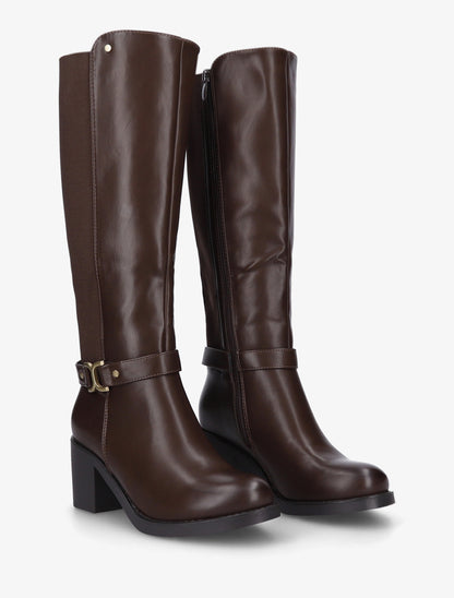 Bottes élastiquées à boucle métal - Marron - 4