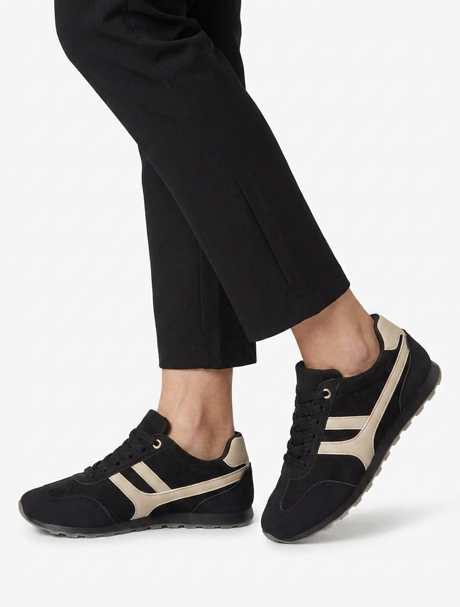 Zapatillas de gamuza unicolor - Negro