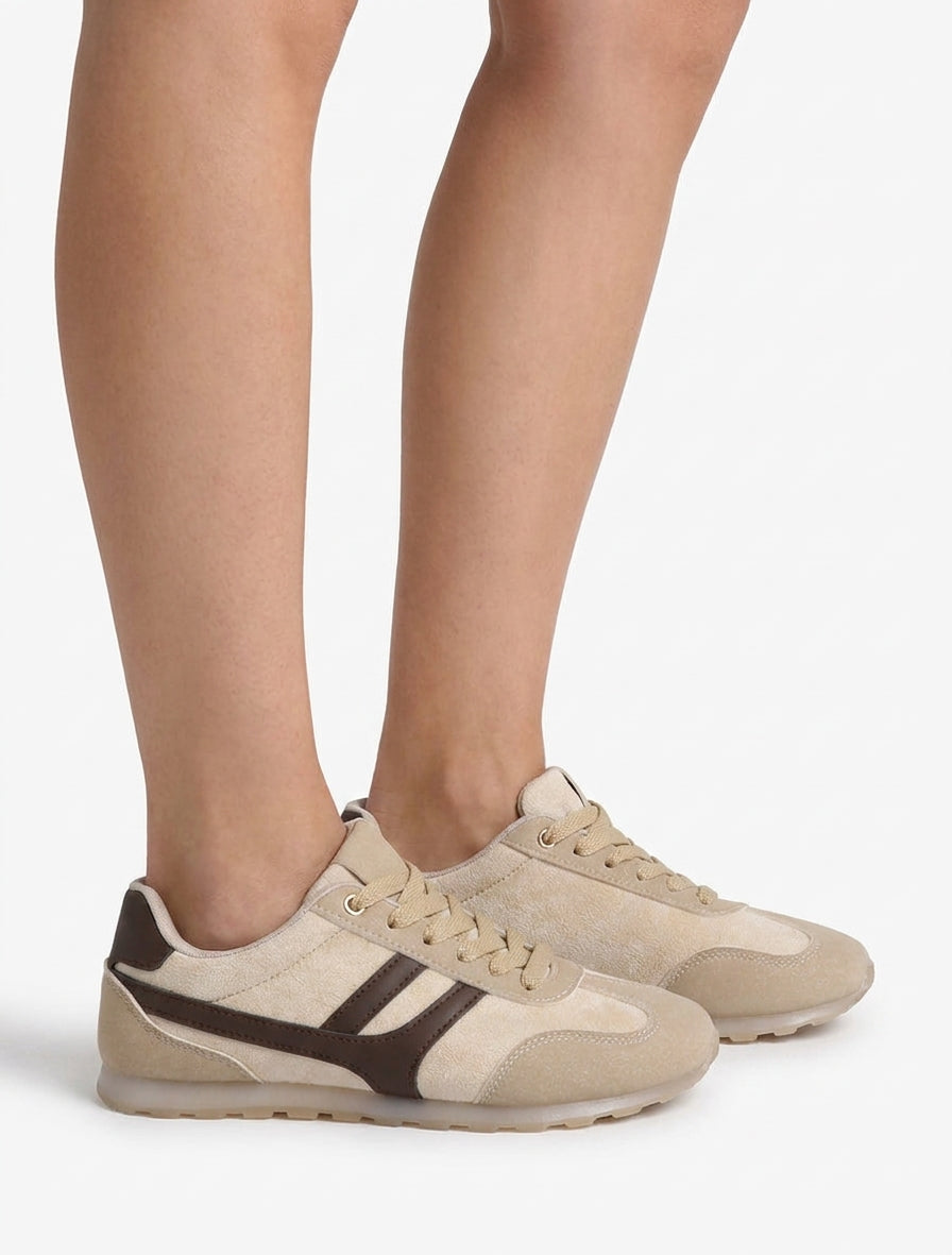 Zapatillas de gamuza unicolor - Beis