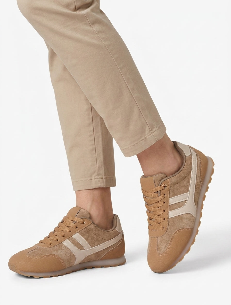 Zapatillas de gamuza unicolor - Camello