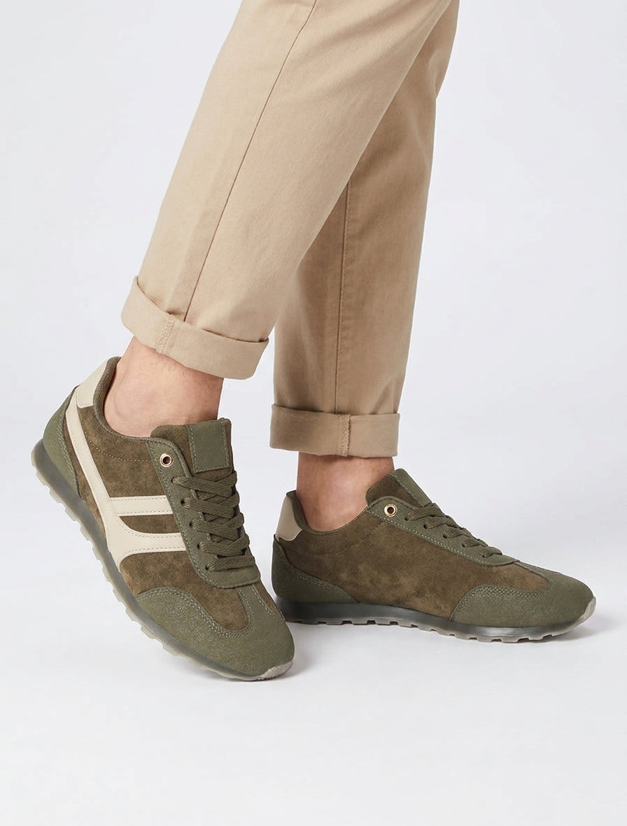 Zapatillas de gamuza unicolor - Caqui