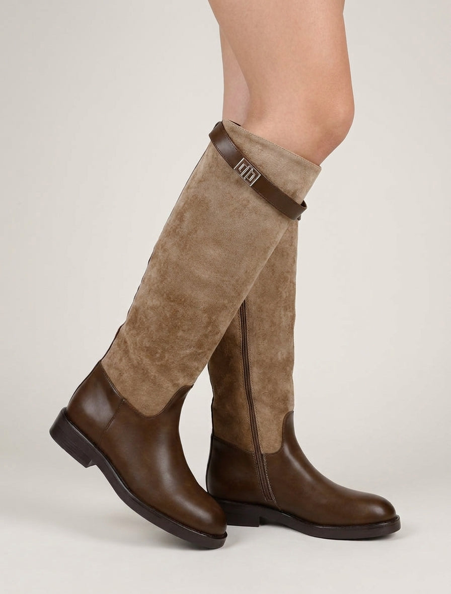 Botas de ante y polipiel - Topo