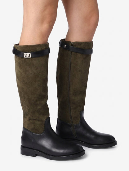 Botas de ante y polipiel - Caqui