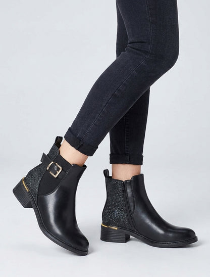 Botines elásticas con contrafuerte irisado - Negro