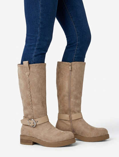Botas de ante con correas - Beis