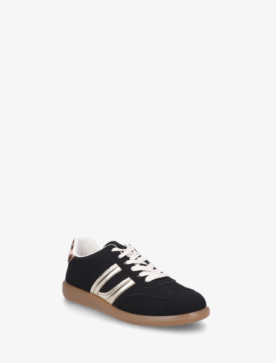 Sneakers effet nubuck à bandes contrastantes - Noir - 2