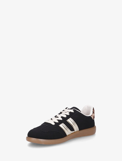 Sneakers effet nubuck à bandes contrastantes - Noir - 3