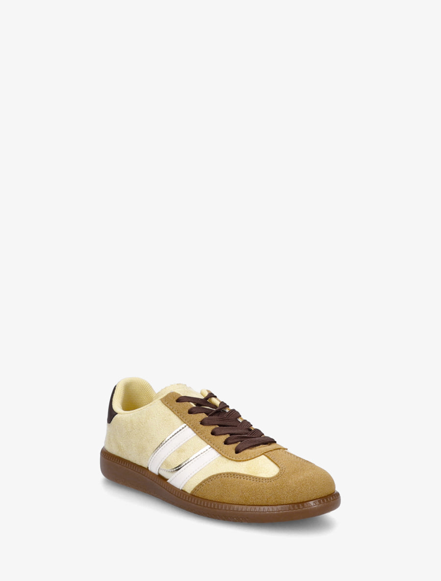 Sneakers effet nubuck à bandes contrastantes - Jaune - 2