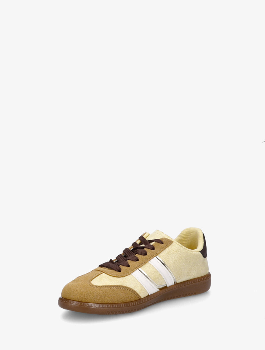 Sneakers effet nubuck à bandes contrastantes - Jaune - 3