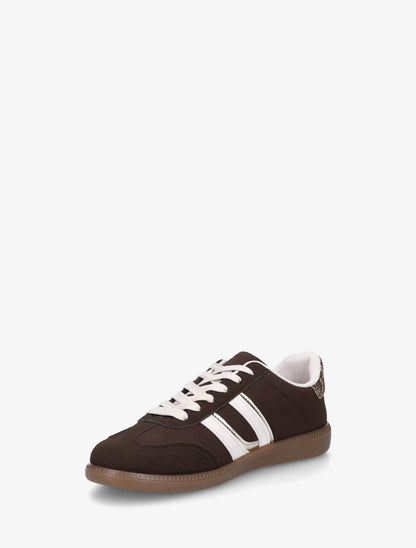 Sneakers effet nubuck à bandes contrastantes - Marron - 3