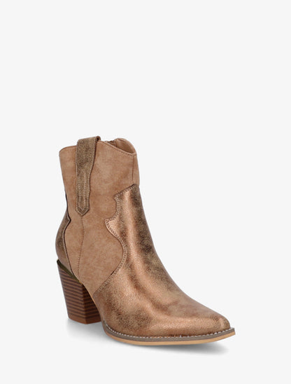 Bottines nacrées style santiag - Camel - 2