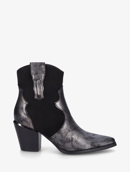 Bottines nacrées style santiag - Noir - 1