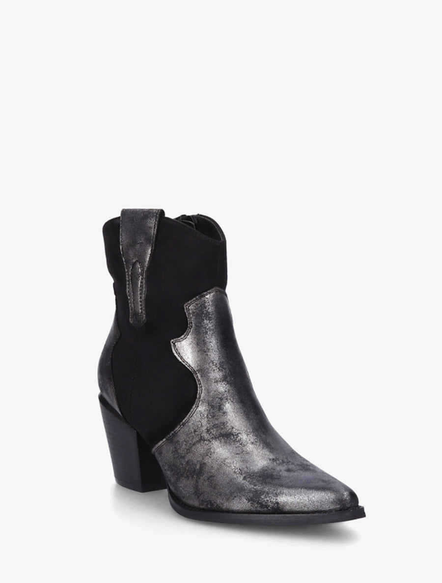 Bottines nacrées style santiag - Noir - 2