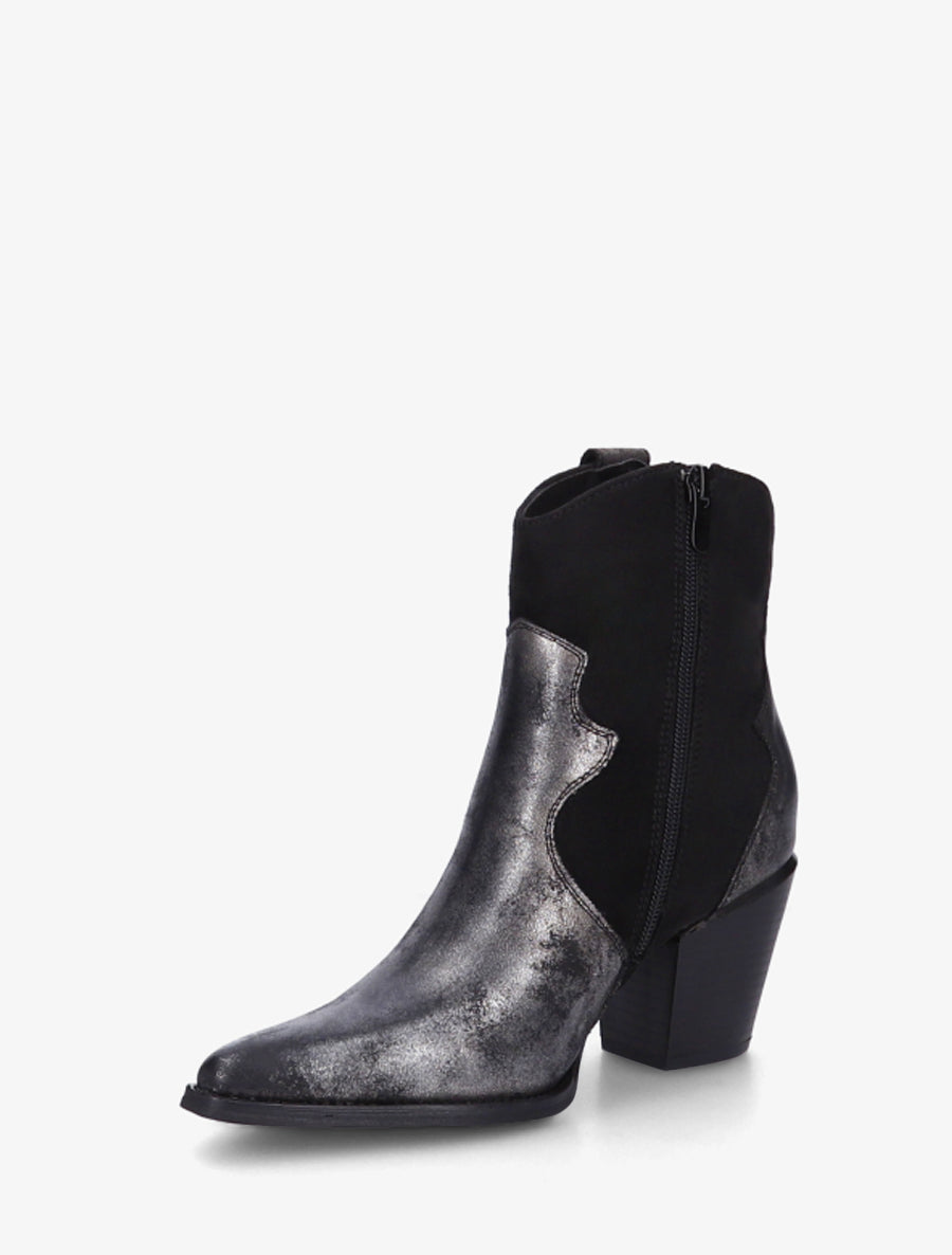 Bottines nacrées style santiag - Noir - 3