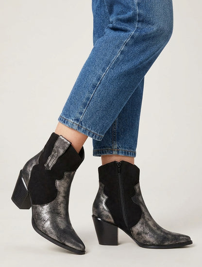 Botines nacaradas estilo vaquero - Negro
