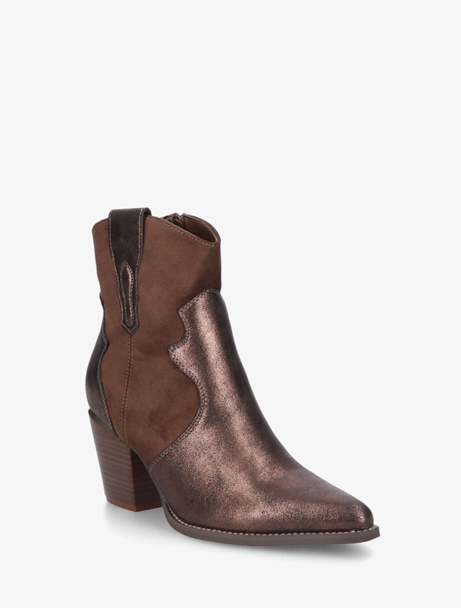 Bottines nacrées style santiag - Marron - 2