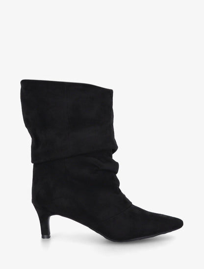Bottines en suédine froncé bouts pointus - Noir - 1