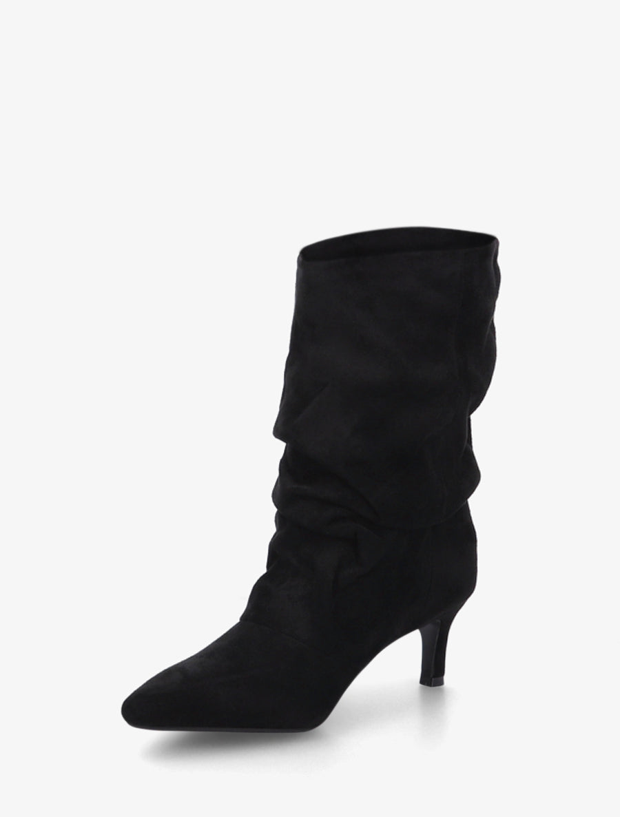 Bottines en suédine froncé bouts pointus - Noir - 3