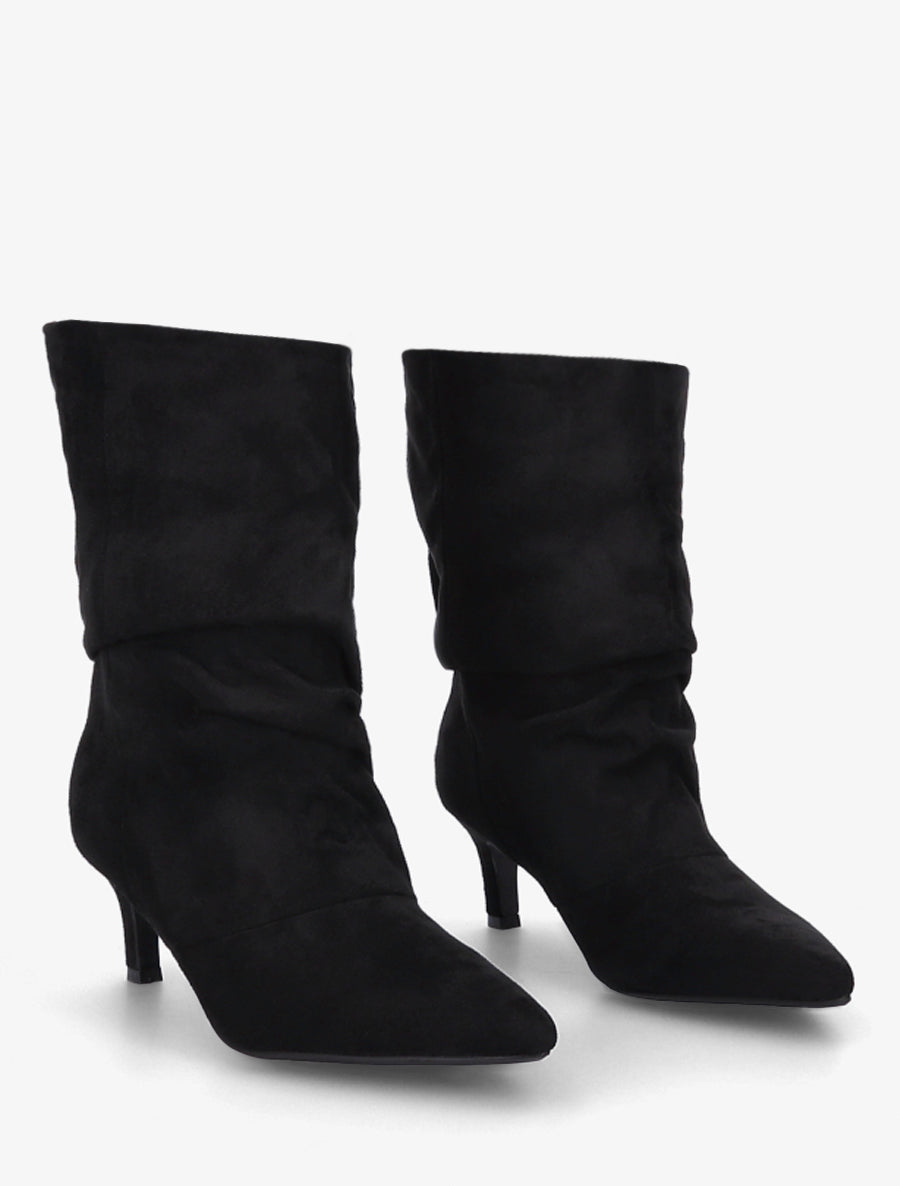 Bottines en suédine froncé bouts pointus - Noir - 4