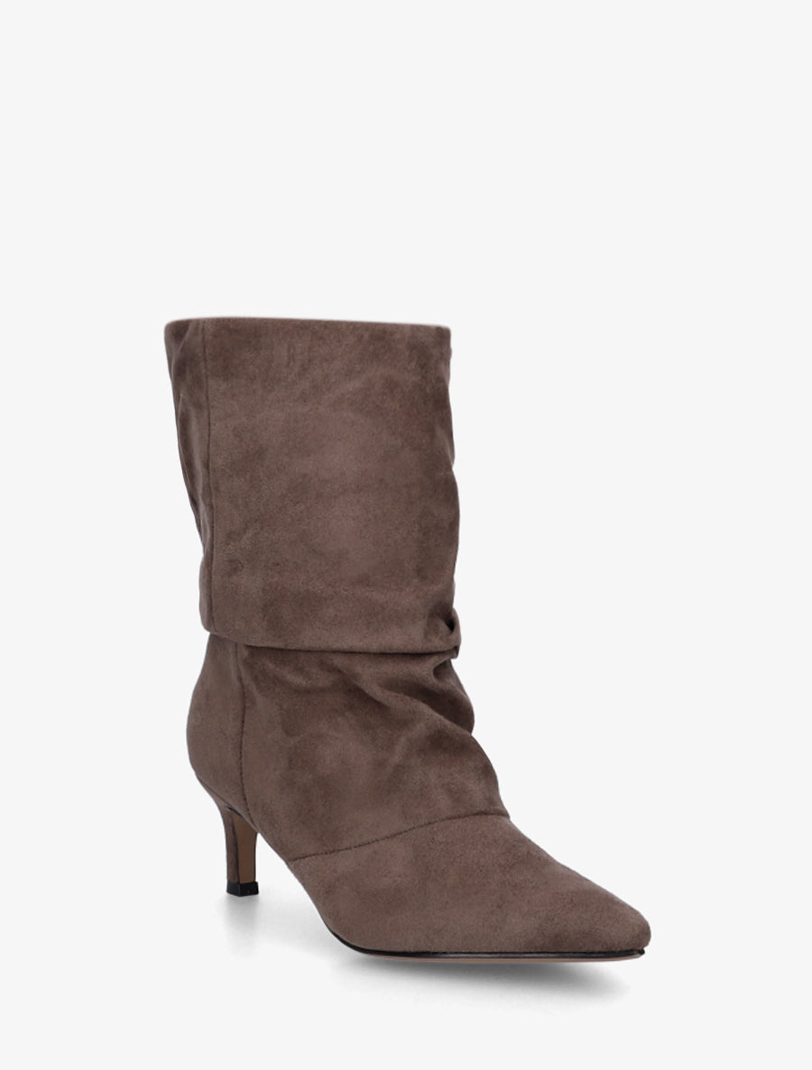 Bottines en suédine froncé bouts pointus - Taupe - 2
