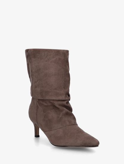 Bottines en suédine froncé bouts pointus - Taupe - 2